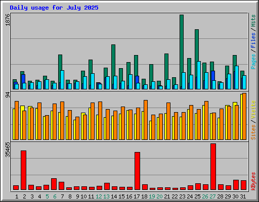 Daily usage for July 2025